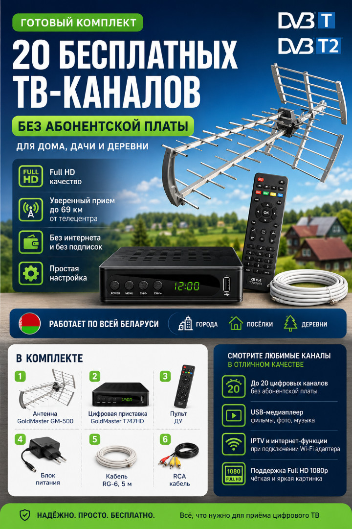 Комплект цифрового ТВ GoldMaster GM-500